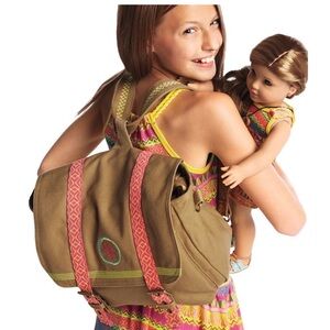 American Girl  Backpack  tan  with Pink Accent 11” x 12”